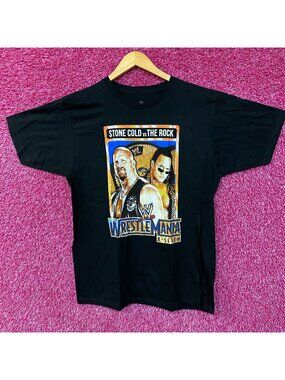 WWE Stone Cold Steven Austen vs Dwayne The Rock Johnson T-Shirt Large